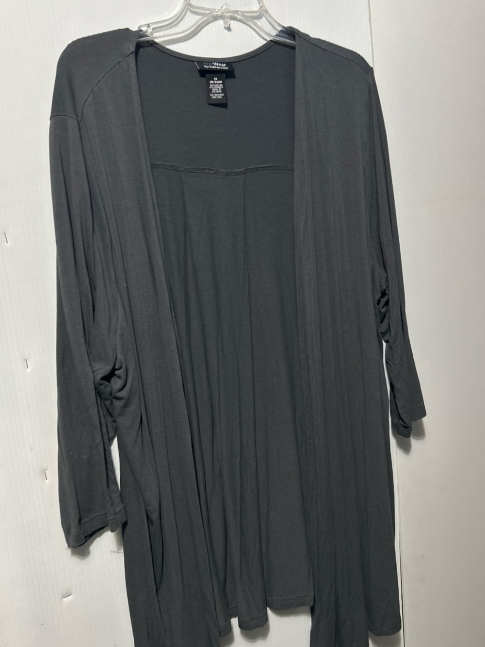 Catherines Black Open-Front Long Cardigan